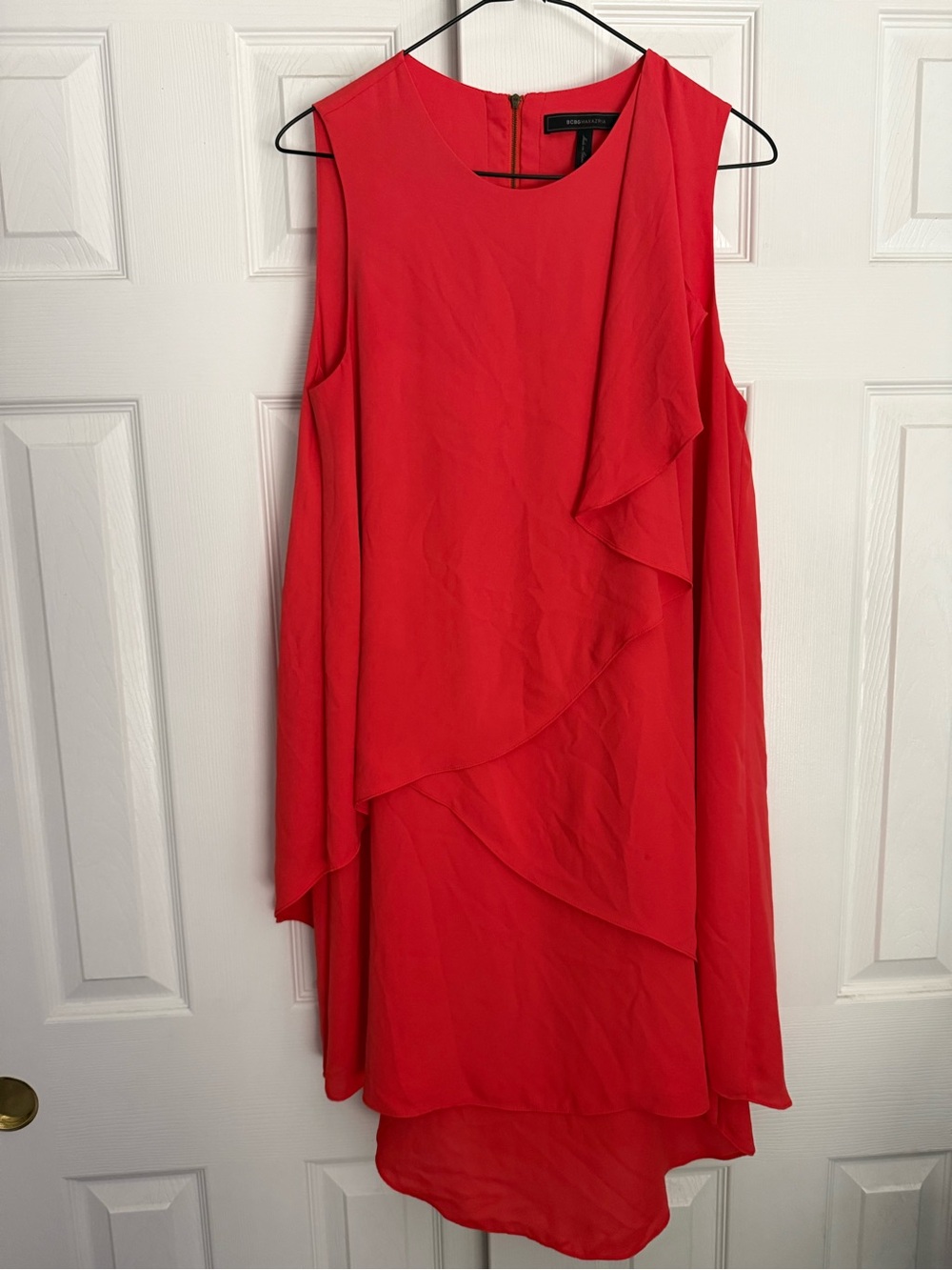 BCBGMaxAzria Vibrant orange Layered High-Low Sleeveless Dress